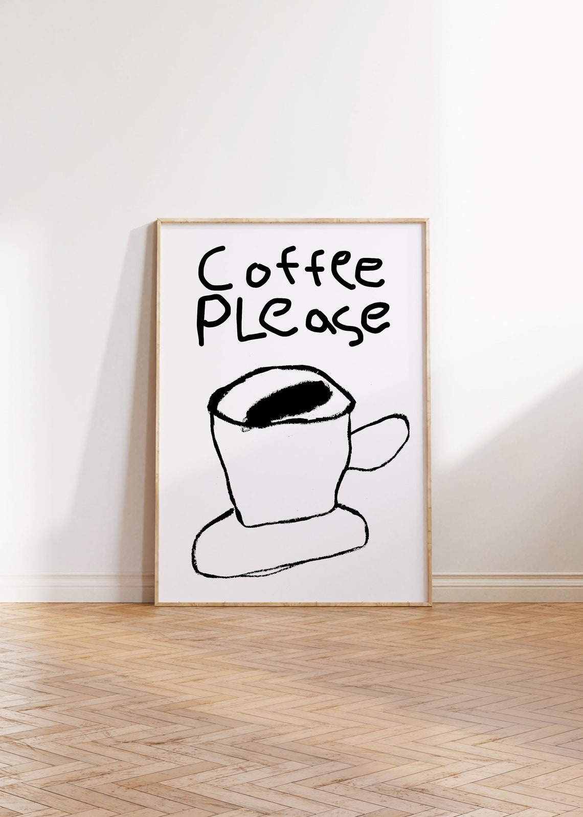 Coffee Please Hand Drawn Espresso Cup Minimalist Kitchen Poster - Image 2