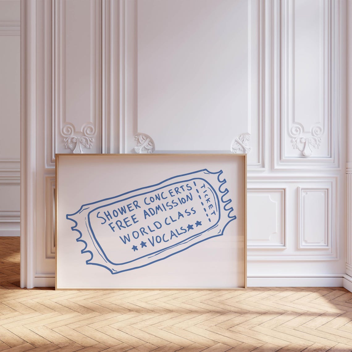 Shower Concerts Free Admission Ticket Blue Typography Quote Poster - Image 2