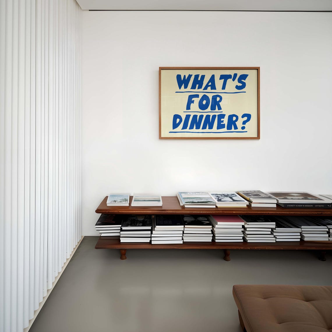 Whats For Dinner Bold Blue Typography Funny Kitchen Decor Poster - Image 3