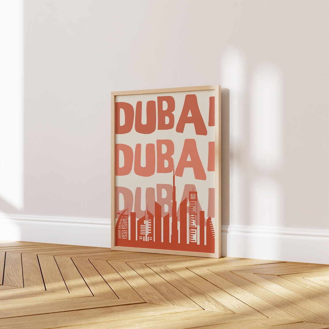 Dubai Bold Orange Typography City Skyline Modern Travel Poster - Image 2