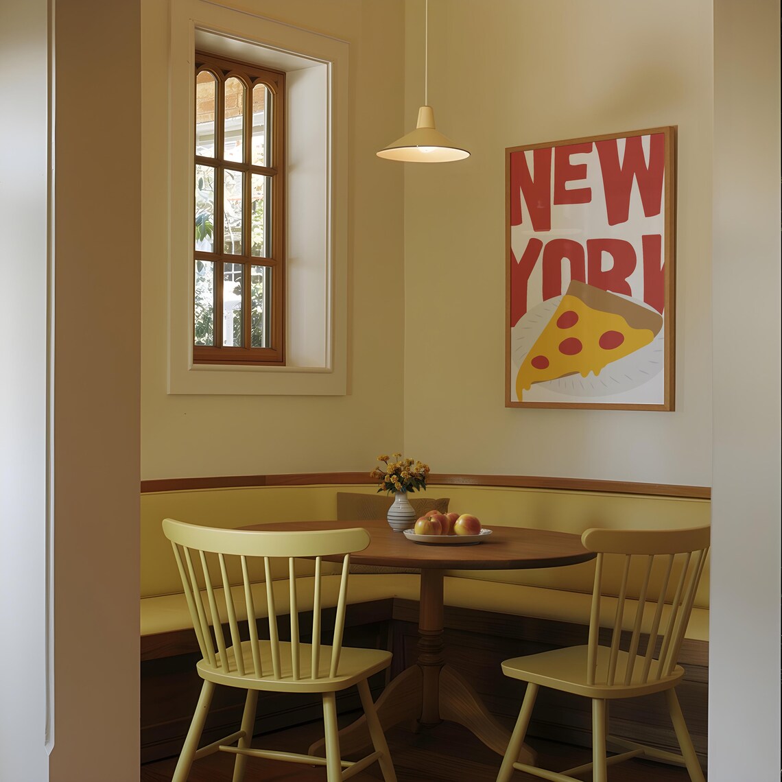 New York Pizza Slice Bold Red Typography Foodie City Wall Poster - Image 3