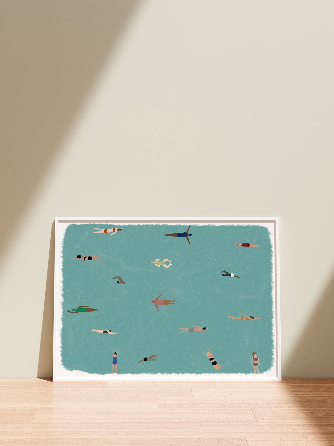 Tiny People Swimming In Pool, Playful Pool Art Print - Image 2