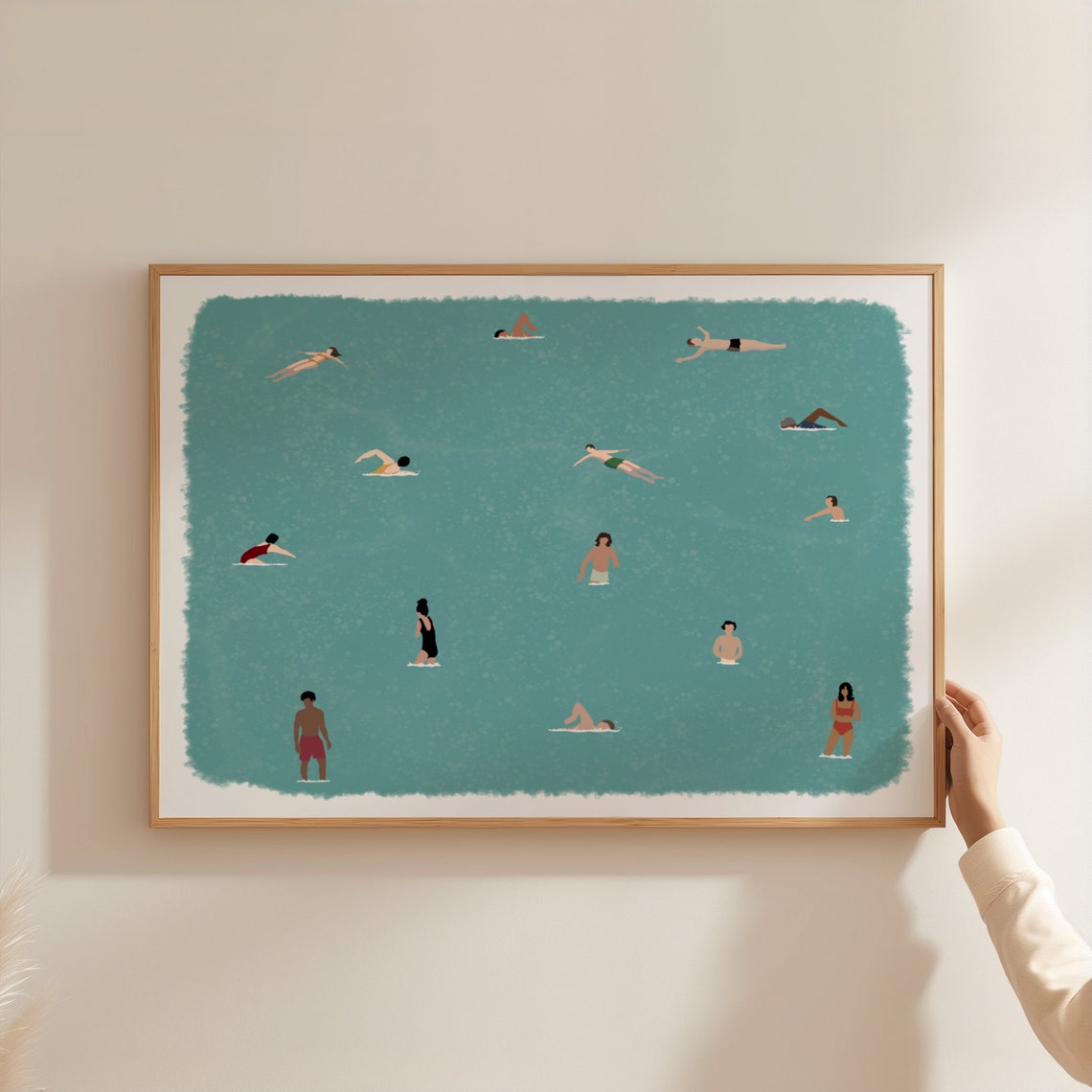 Tiny Swimmers Turquoise Pool Aerial People Swimming Summer Poster