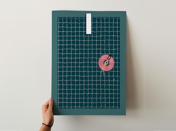 Swimming Pool Print, Woman Floating in Water