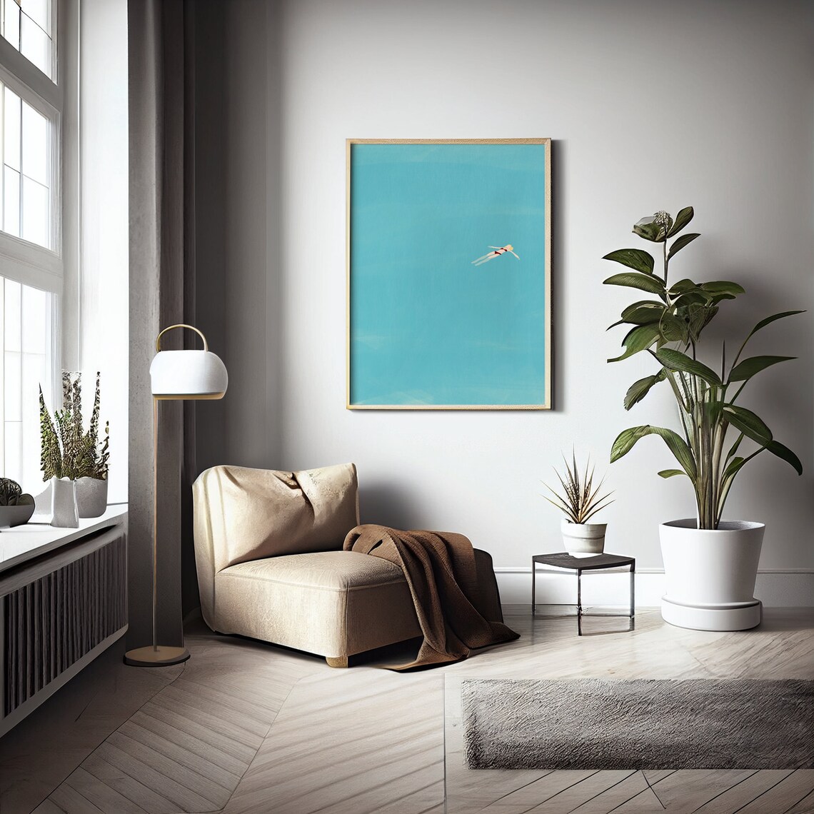 Blonde Girl Floating In Pool, Beach Art Print - Image 3