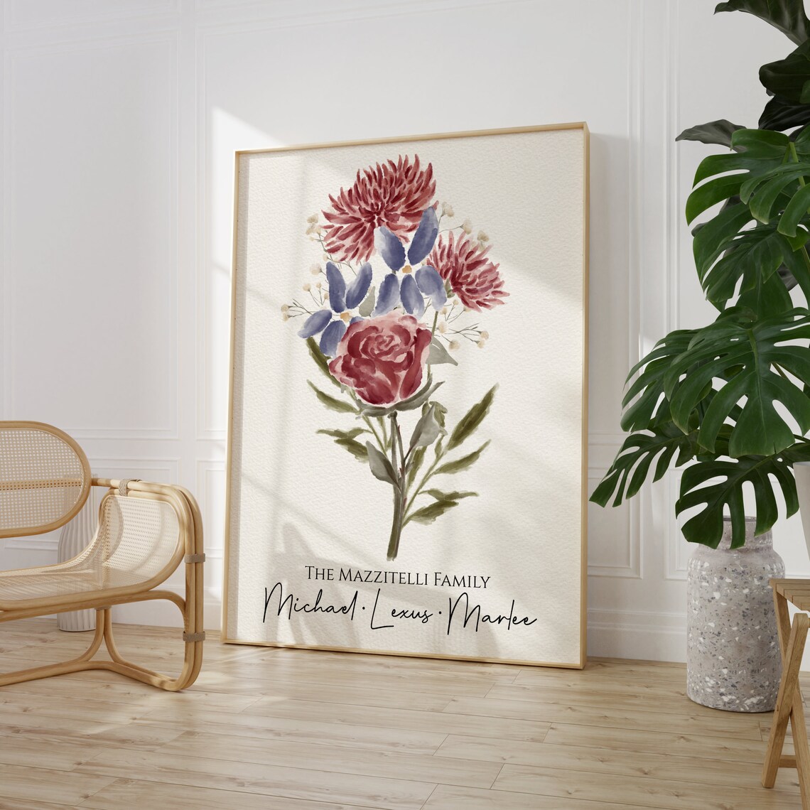 Personalized Birth Flower Bouquet Garden Art Print - Image 4