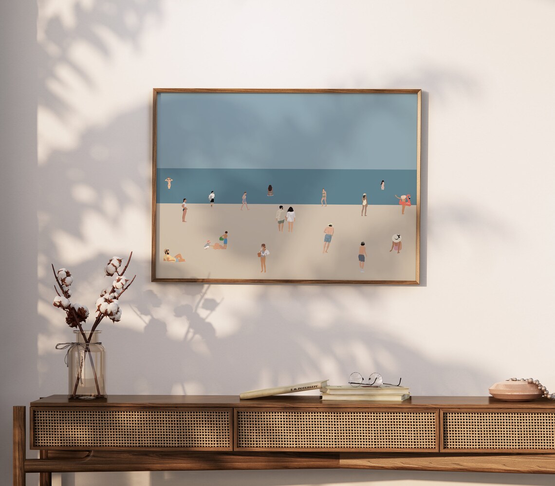 Minimalist Beach Swimming Print, Summer Beach House Decor - Image 4
