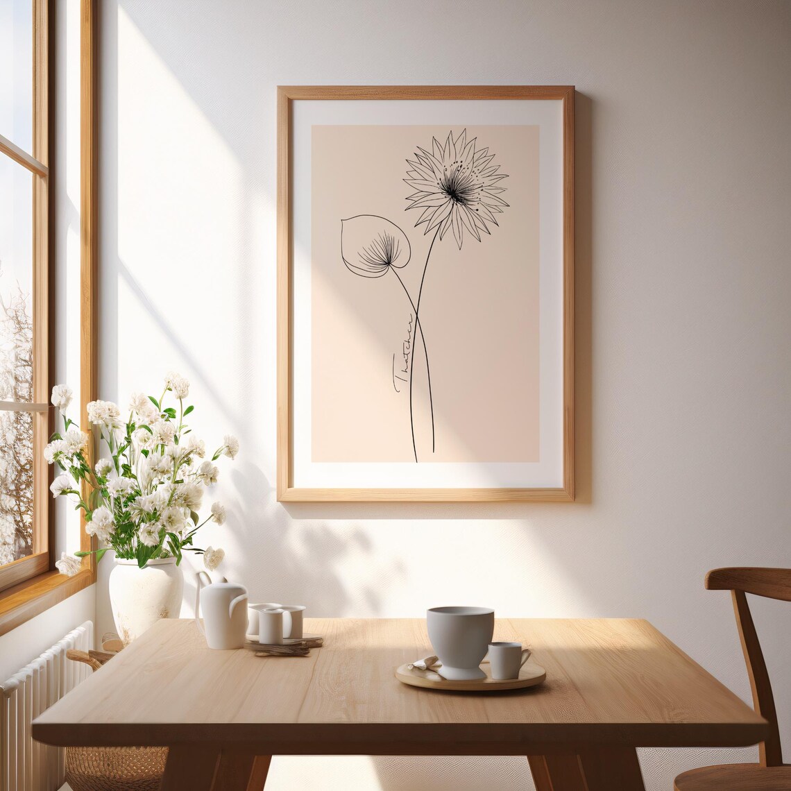 Family Birth Month Flower Art Custom Family Print Individual Minimalist Line Art Flower With Name Baby Nursery Decor - Image 3