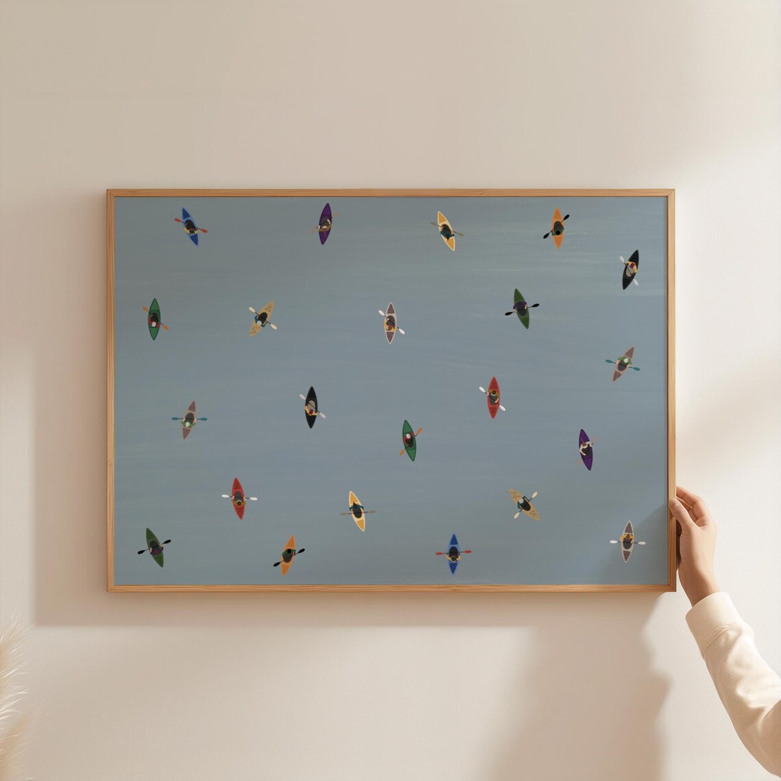 Tiny Kayakers Minimalist People Art Poster