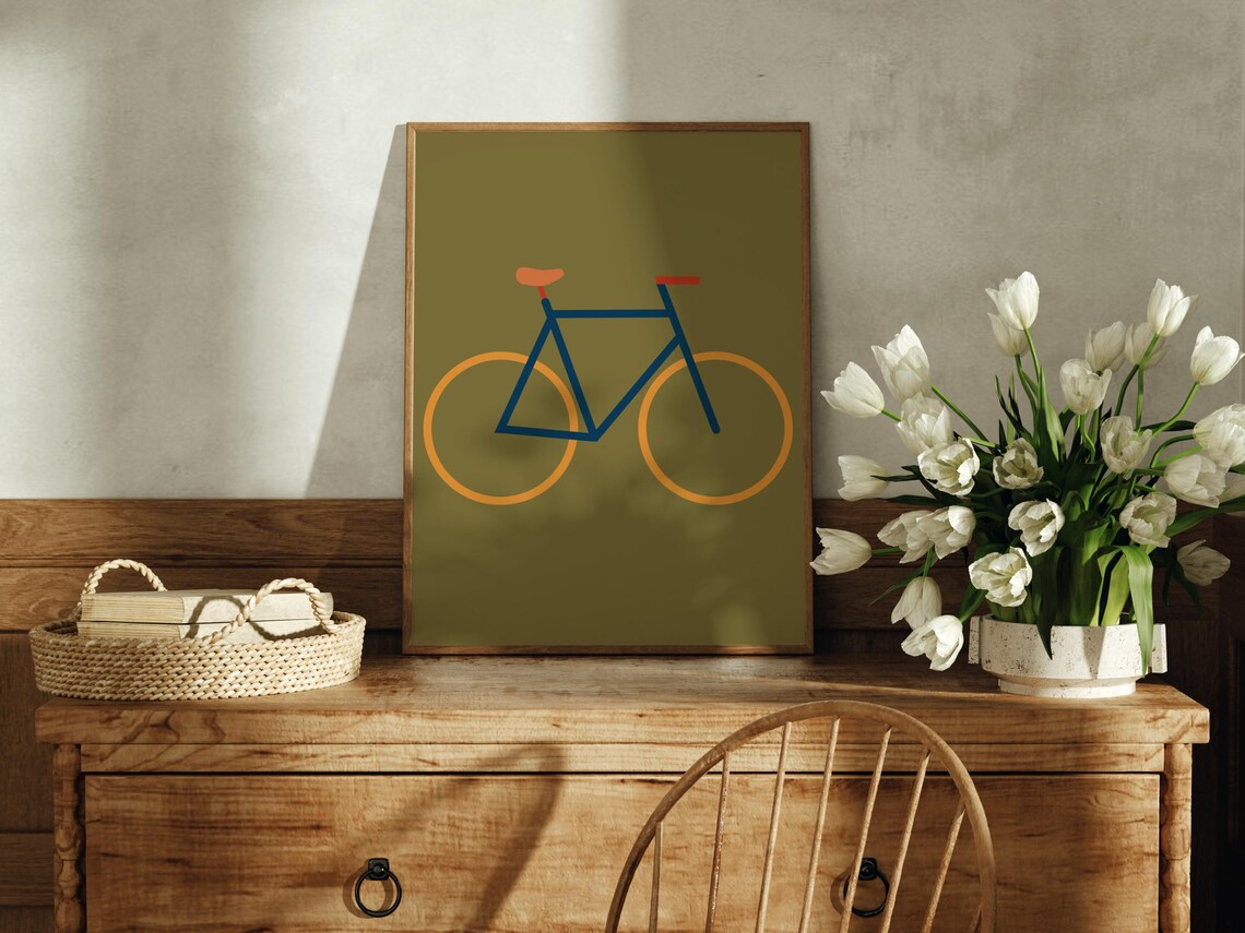 Line Art Bicycle Poster, Modern Minimalist Retro Bike - Image 2