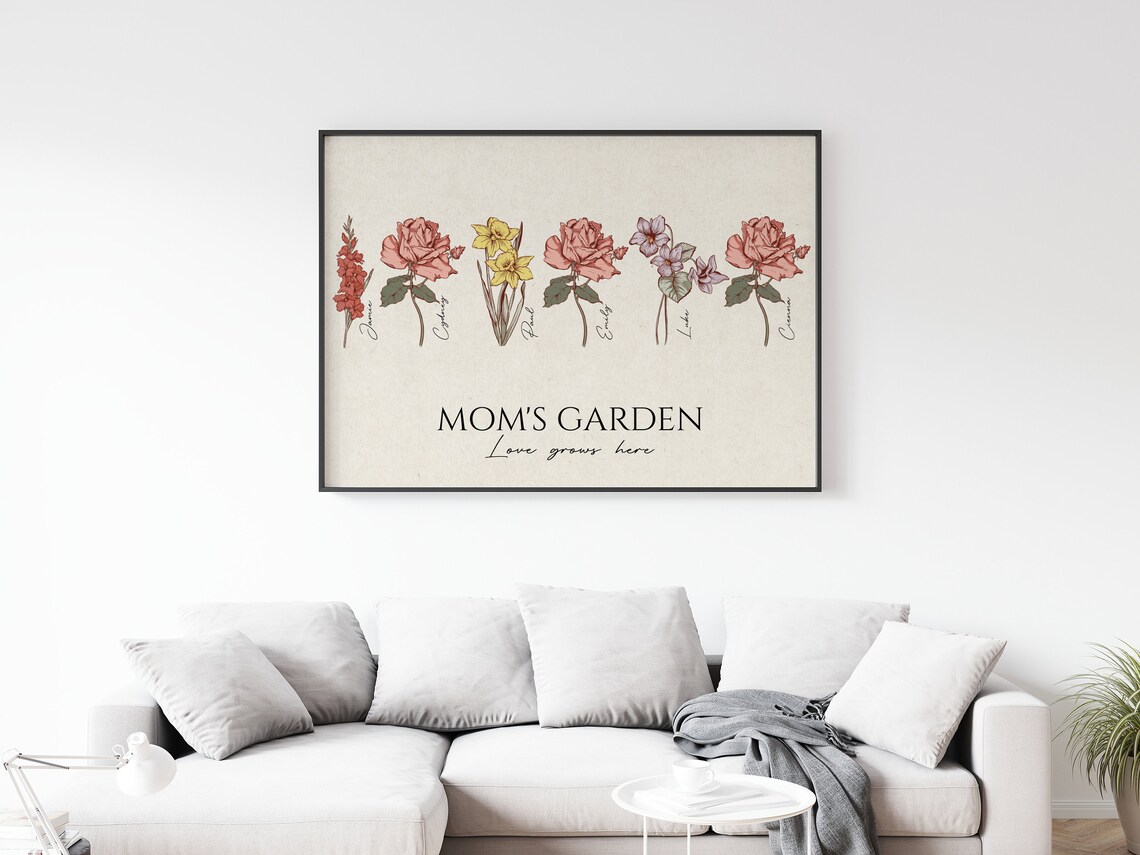 Family Birth Flower Garden, Mother's Day Art Print - Image 2