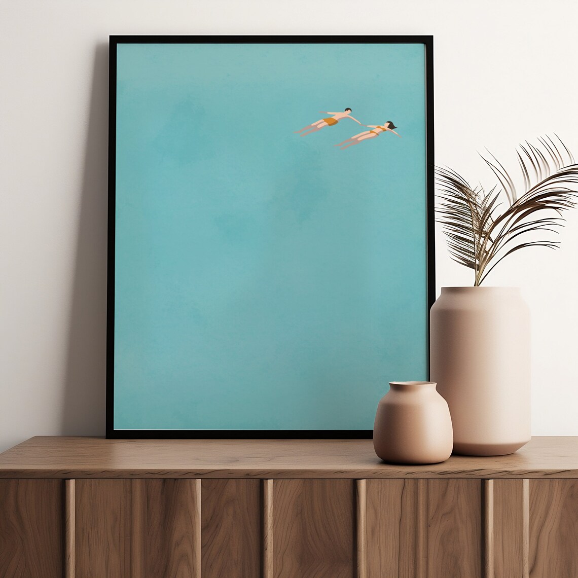 Man And Woman Floating In Pool Summer Art Print - Image 3