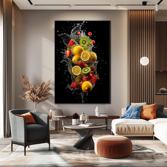 Fruits Tempered Glass Wall Art Fruits Splash Glass Printing Kitchen Wall Decor Fruits Wall Art Housewarming Gift Wall Hangings