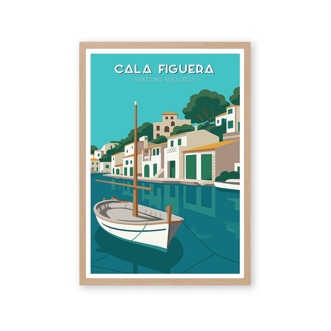 Cala Figuera Neovintage Mediterranean Travel Poster