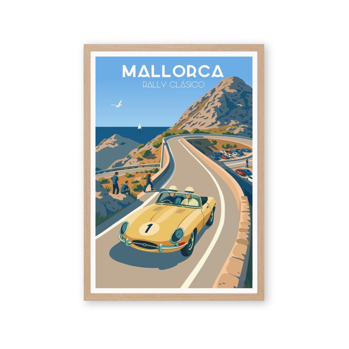 Mallorca Classic Rally Poster, Vintage Car Art Print