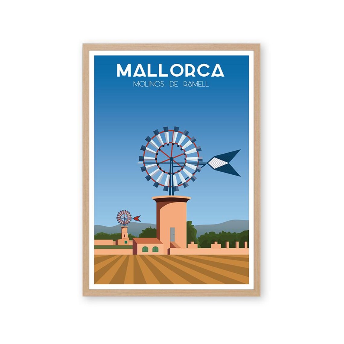 Molinos De Ramell Vintage Mallorca Windmills Poster