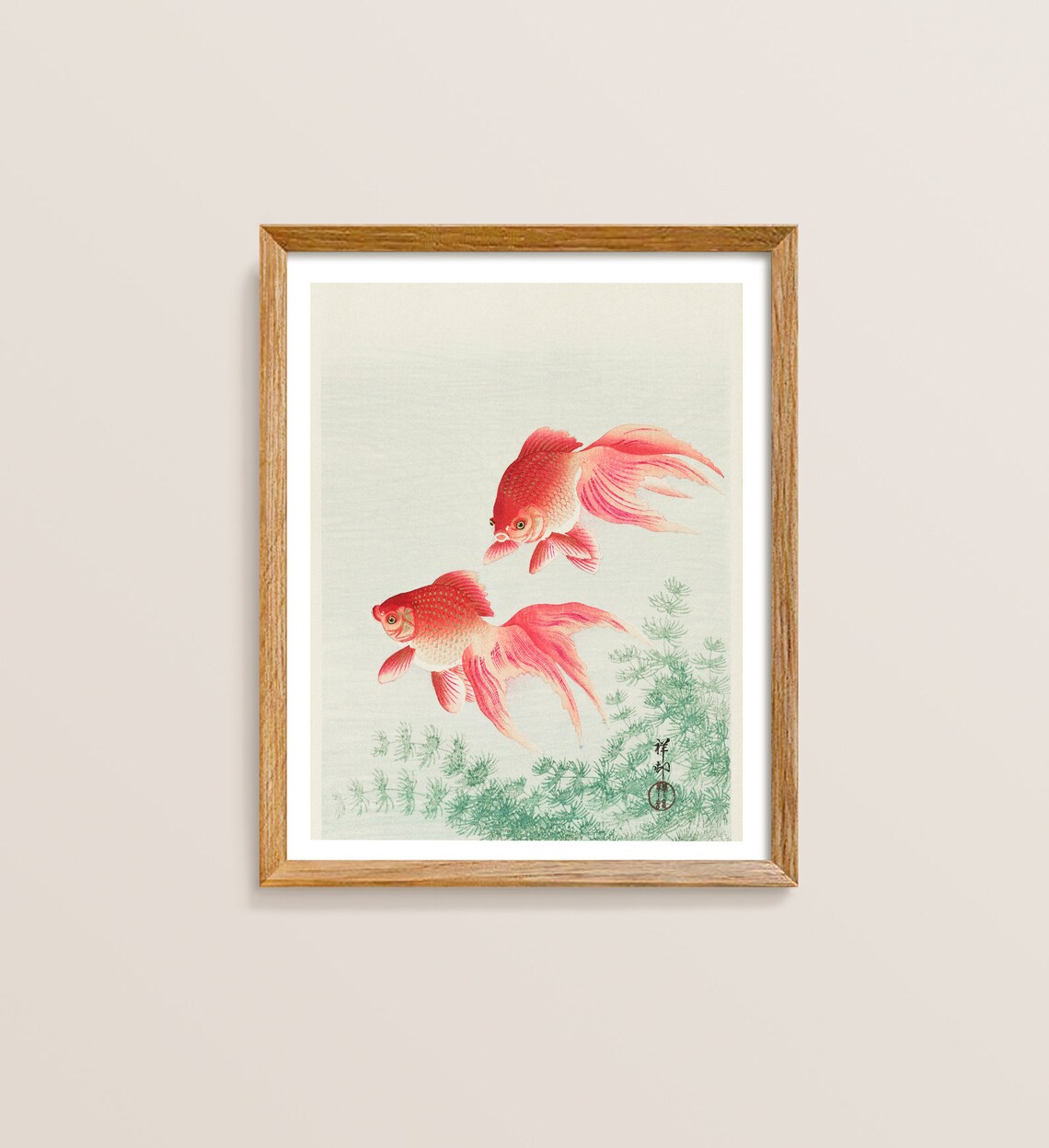 Japanese Fish Vintage Art Print, Japandi Wall Art
