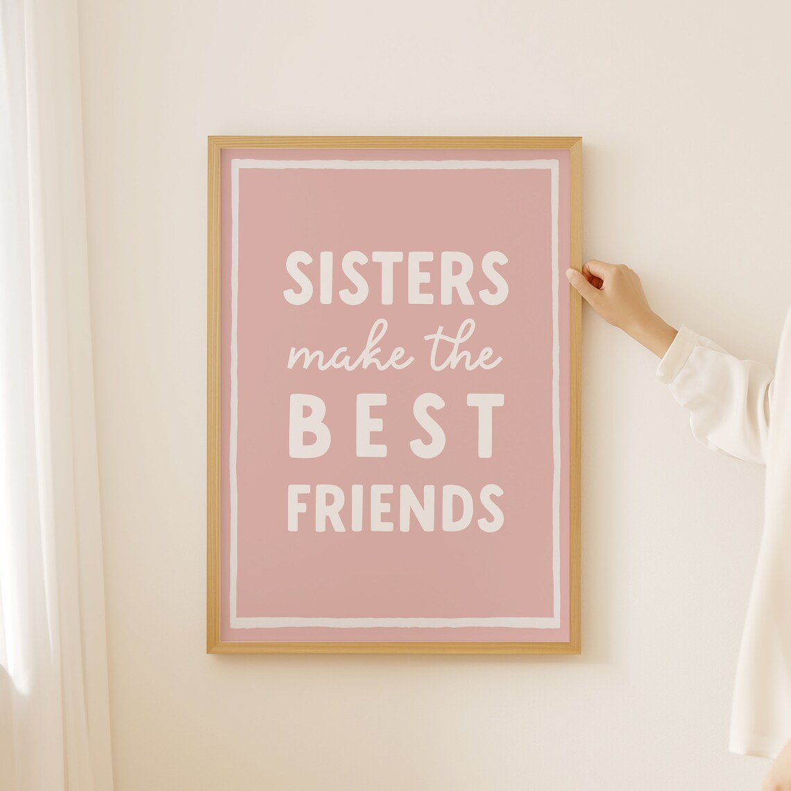 Sisters Nursery Art Print, Black And White Modern