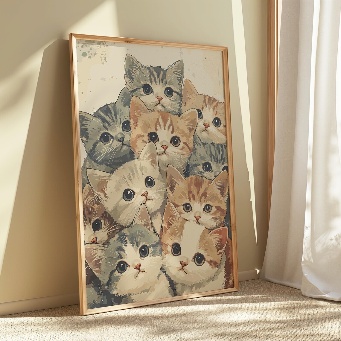 Adorable Kitten Faces Collage Cute Cat Lover Nursery Art Poster - Image 3