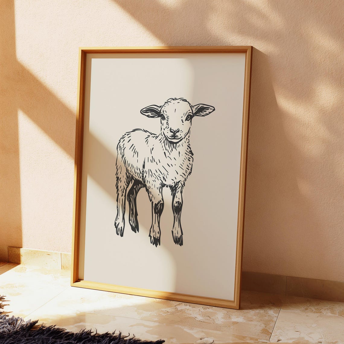 Nursery Lamb Print Lamb Baby Room Poster Farm Animal Vintage Sketch Animals Retro Art Girls Nursery Art Decor Boys Nursery Wall Art - Image 3