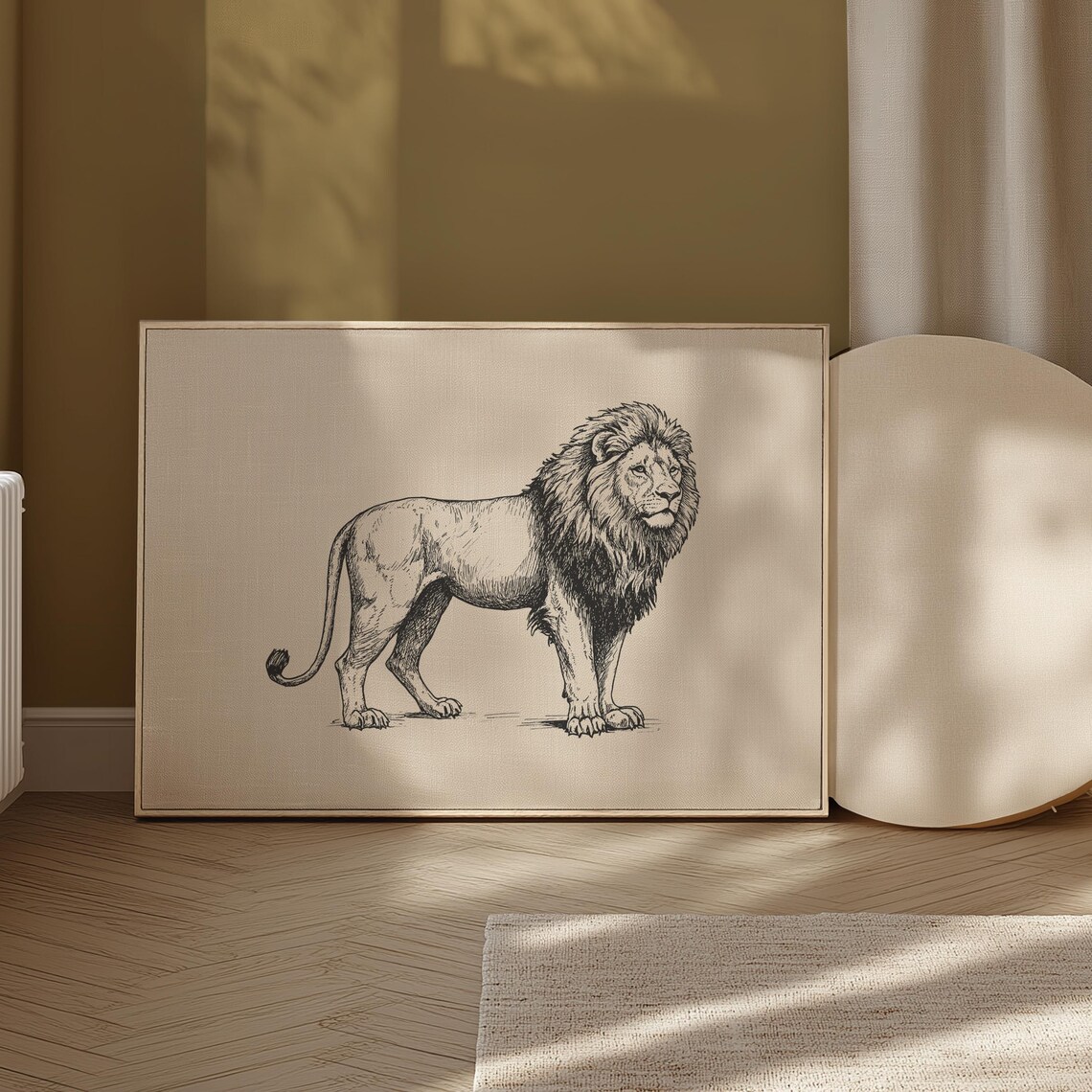 Standing Lion Ink Sketch Majestic Safari King Animal Art Poster - Image 2