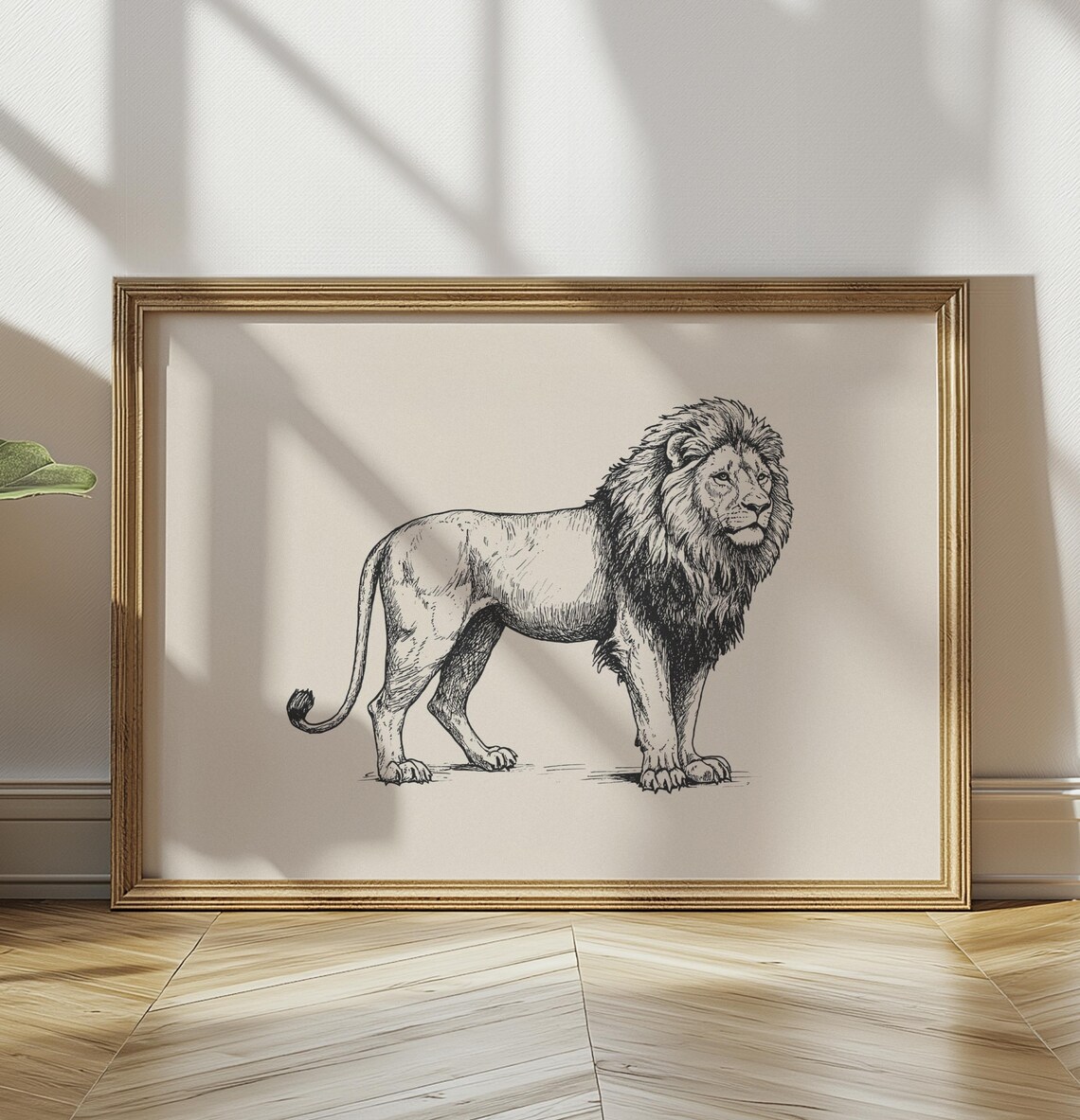 Standing Lion Ink Sketch Majestic Safari King Animal Art Poster - Image 3