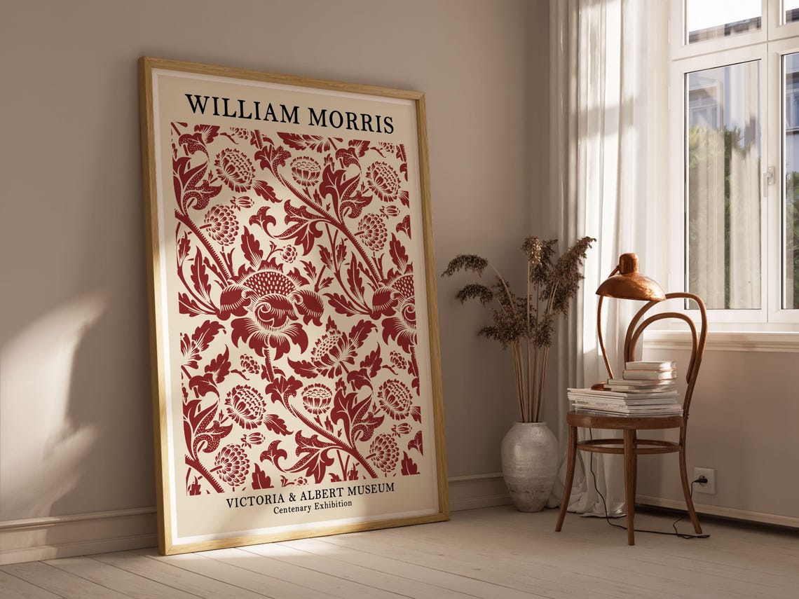 William Morris Red Floral Victoria Albert Museum Gallery Poster
