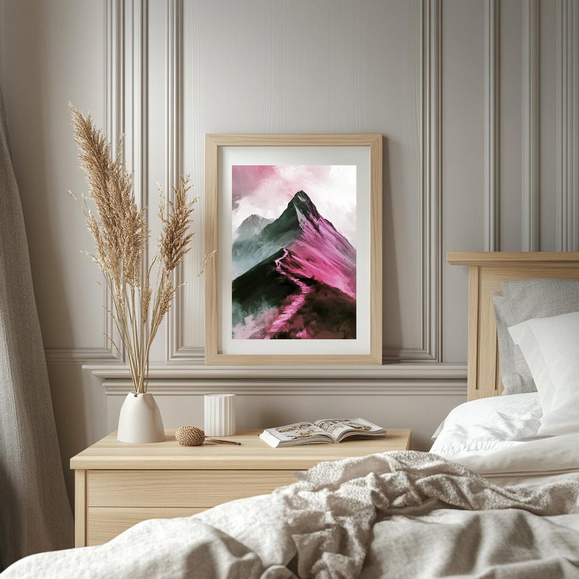 Abstract Mountain Artwork Colorful Wall Art Abstract Art Large Wall Art Pink Mountains Illustration Living Room Print Scenery Art - Image 2