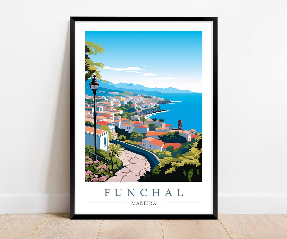 Funchal Madeira Hillside Path Overlooking the Coastal Town Poster
