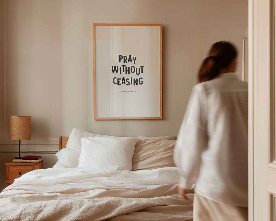 1 Thessalonians 5 17 Pray Without Ceasing Playful Beige Bible Poster - Image 6