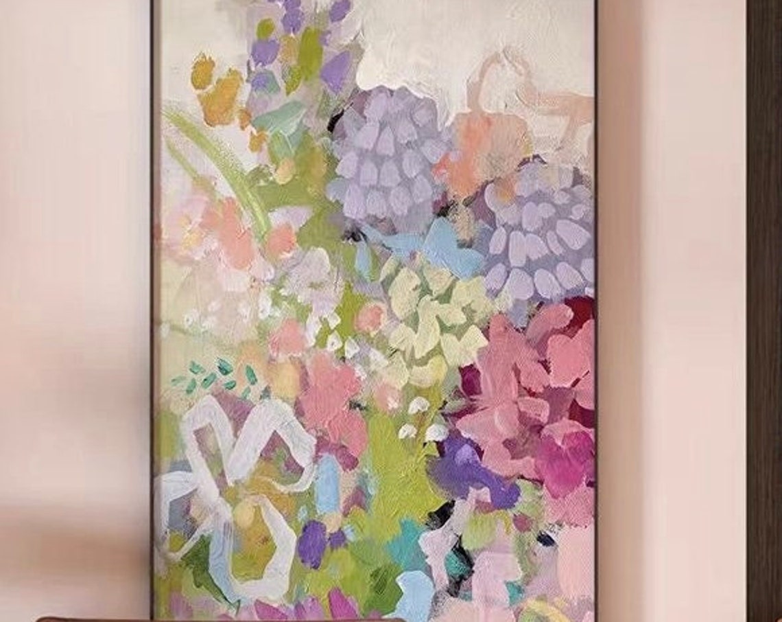 Pastel Hydrangea Floral Purple Pink Bloom Vertical Canvas Poster