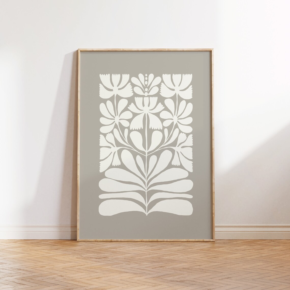 Dark Flowers Abstract Botanical Poster, Black And White