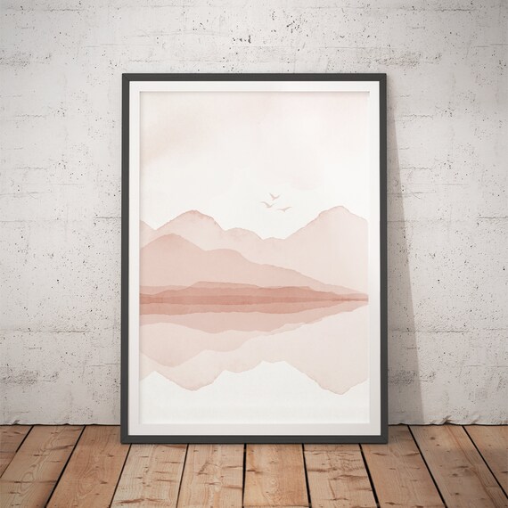Rustic Mountain Watercolor Landscape Print No16 Contemporary Minimalist Wall Art Decor Ideas For Bedroom Kitchen Or Living Room