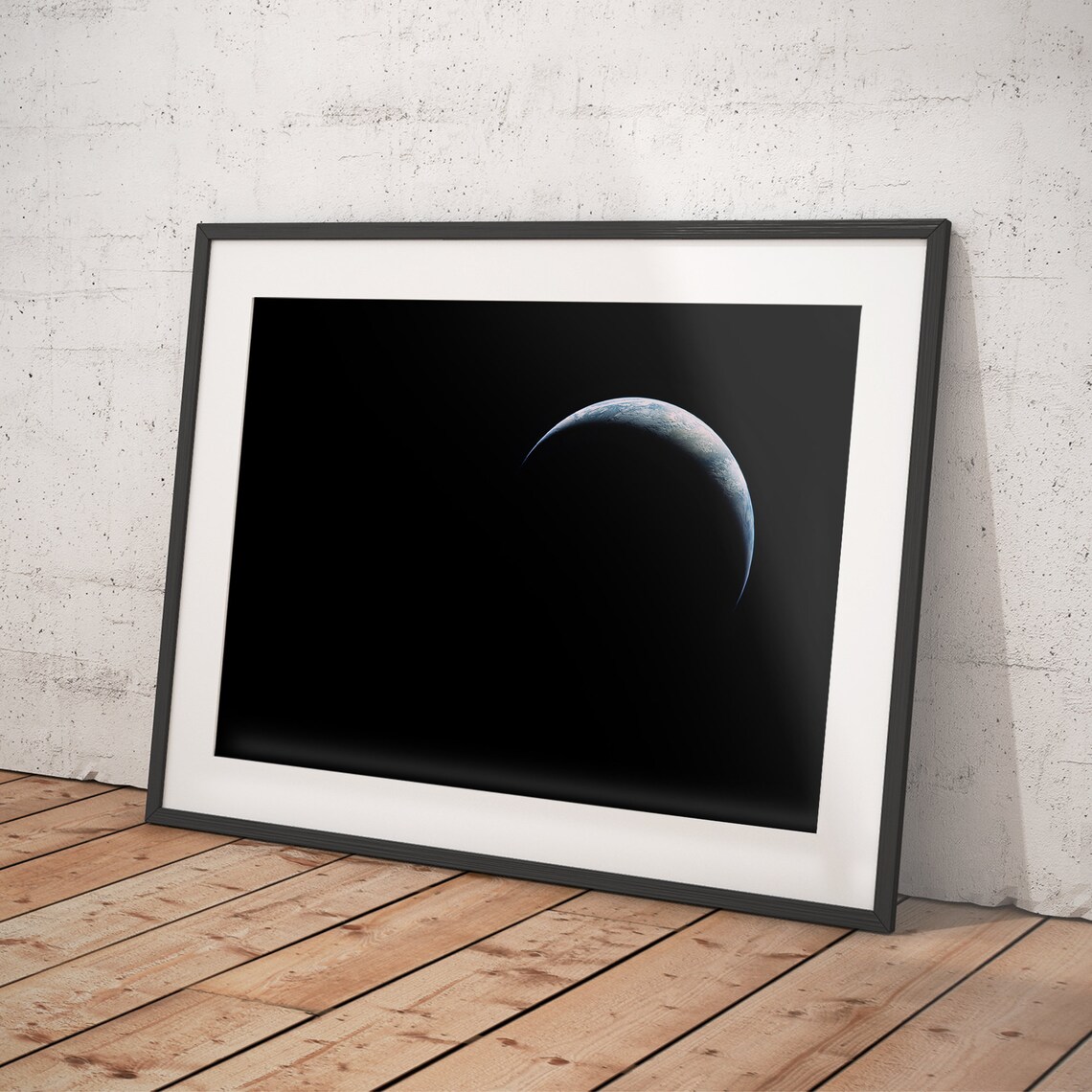 Crescent Earth Rising Over Dark Moon Deep Space Photo Poster - Image 4