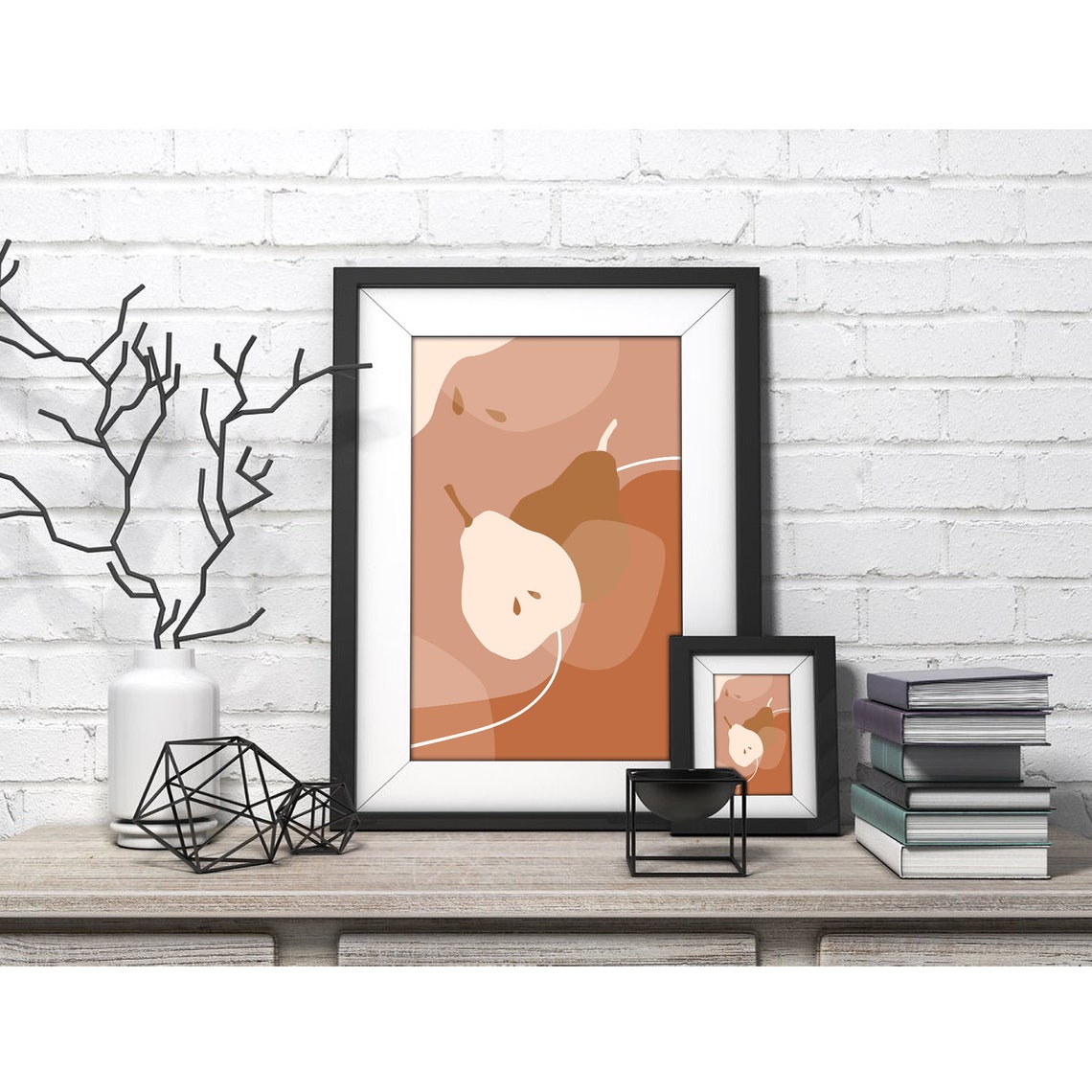 Abstract Pear Shapes in Terracotta Tones Botanical Art Poster - Image 4