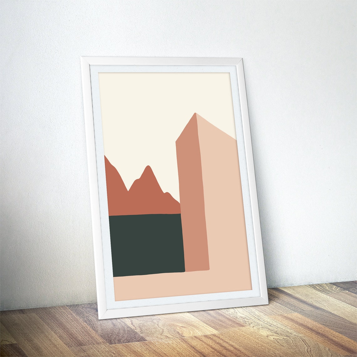 Terracotta Geometric Peaks Beside Arch Minimalist Mountain Poster - Image 4