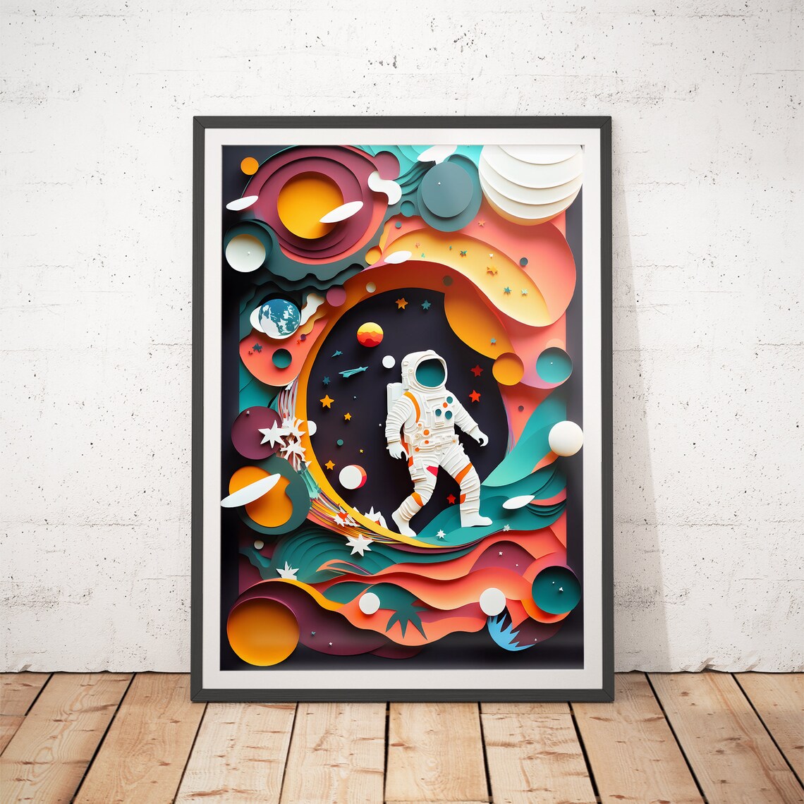 Astronaut Paper Cut Art, Modern Nursery Decor