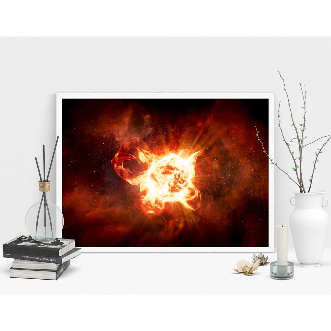 Blazing Star Eruption Fiery Orange Deep Space Astronomy Art Poster - Image 3