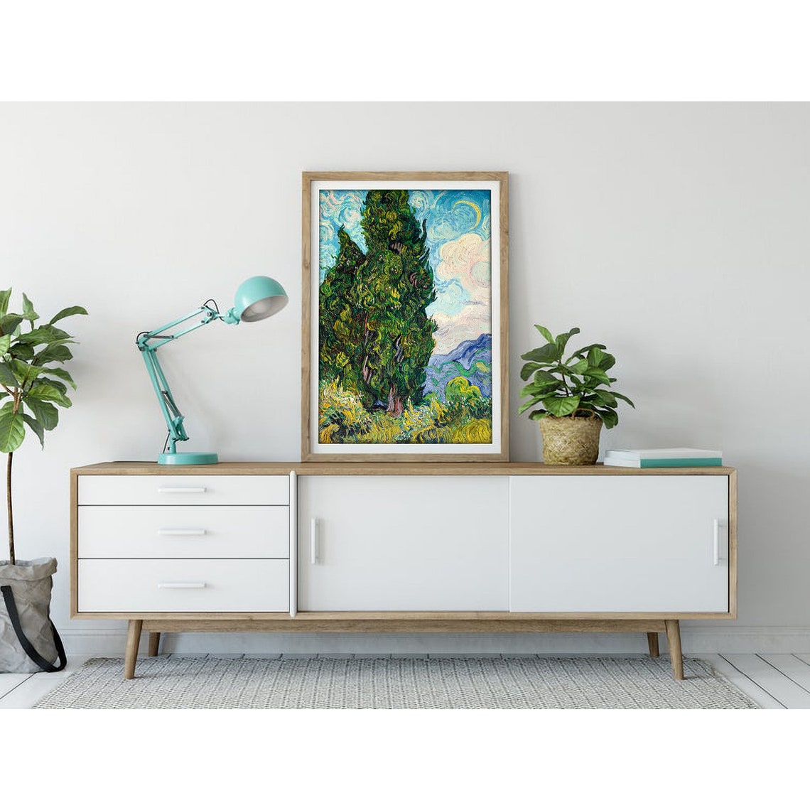 Vincent van Gogh Cypresses Beneath a Swirling Sky Landscape Poster - Image 3