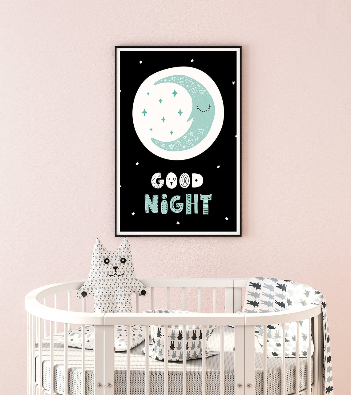 Nursery Prints Moon And Stars Boho Style Grey Nursery Print For Boys Or Girls Room - Image 2
