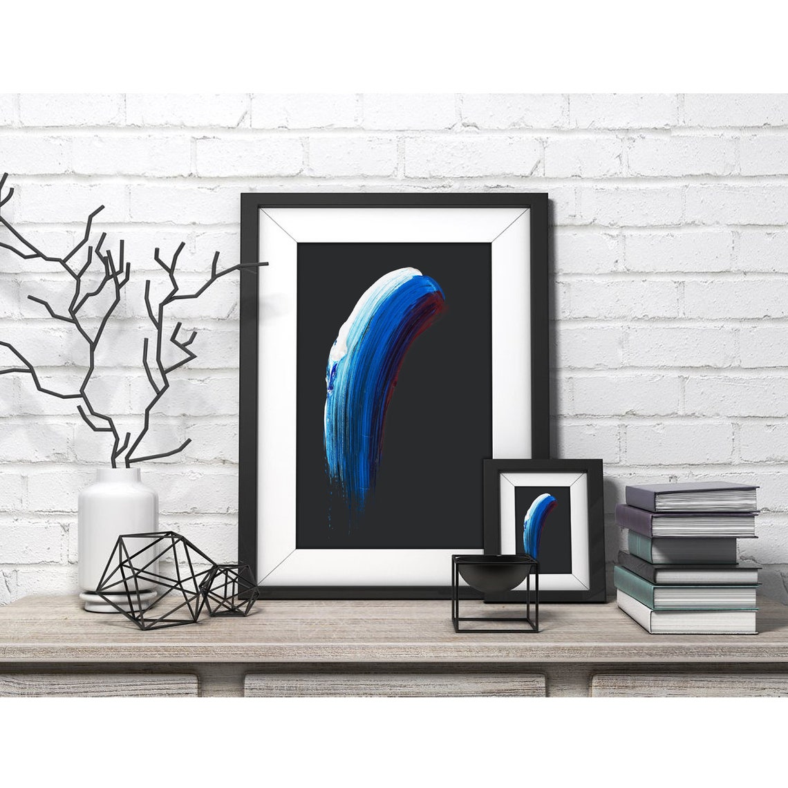 Blue Brush Stroke Sweeping Abstract Minimalist Modern Poster - Image 4