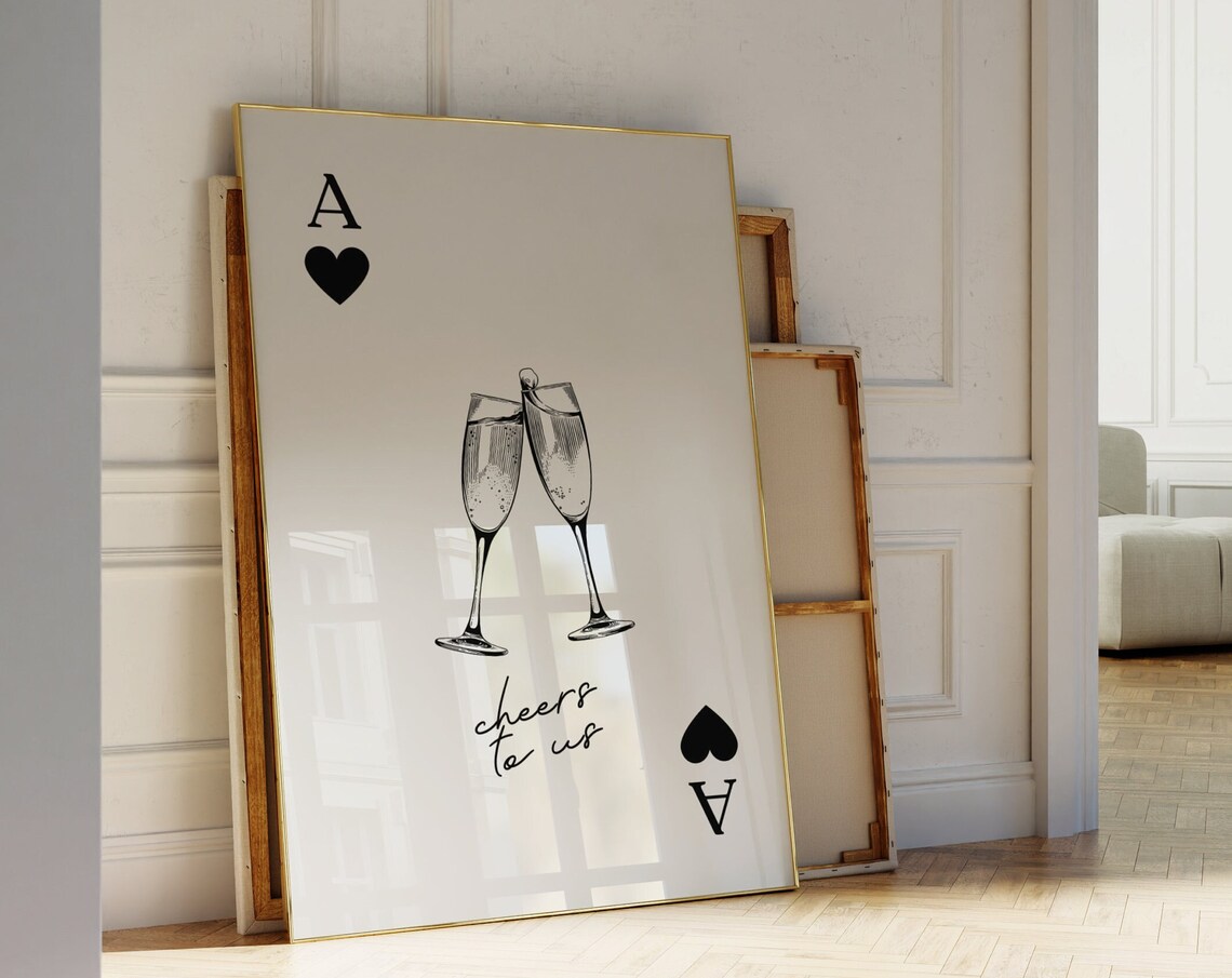 Ace of Hearts Cute Cheers to Us Champagne Playing Card Wall Art - Image 5