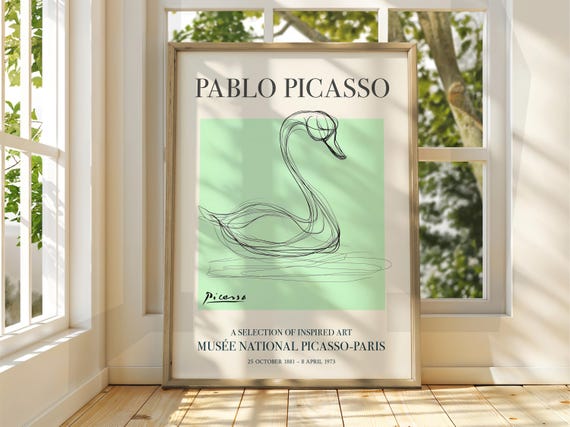 Pablo Picasso Art Exhibition Print Line Classic Poster Gallery Home Decor Swan