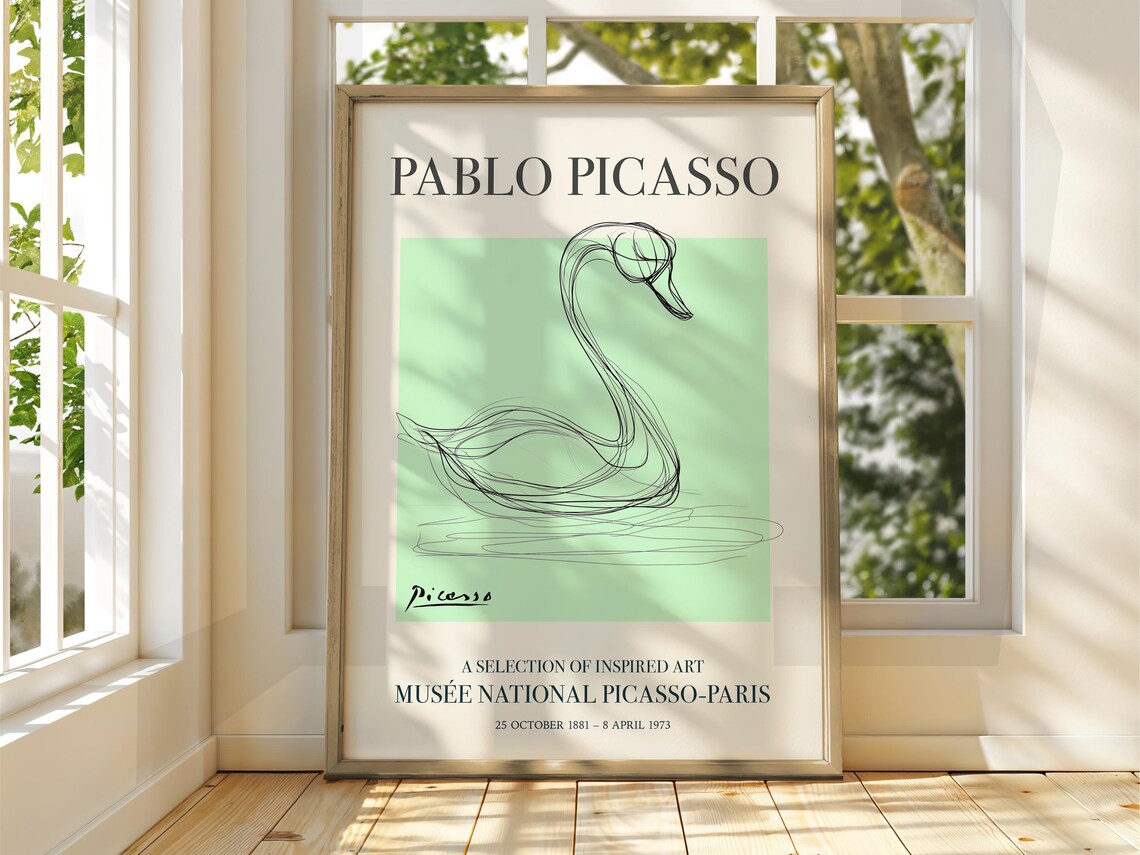 Pablo Picasso Swan Line Drawing Museum Exhibition Gallery Art Poster