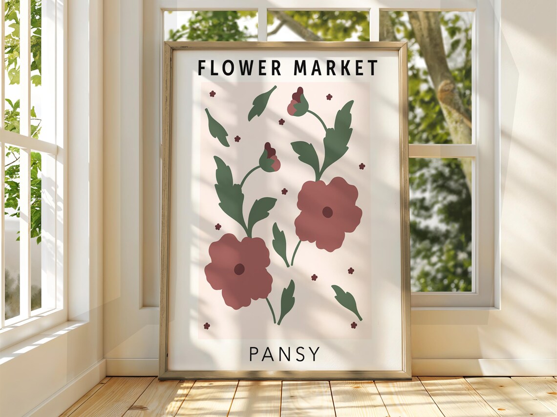 Flower Market Pansy Terracotta Botanical Minimalist Art Print