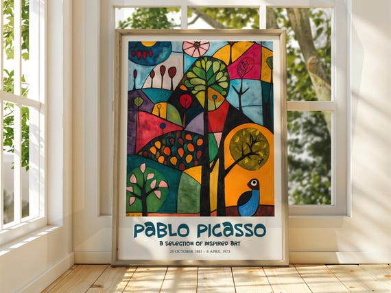 Pablo Picasso Art Exhibition Print Cubism Surrealism Poster Abstract Gallery Home Decor Face