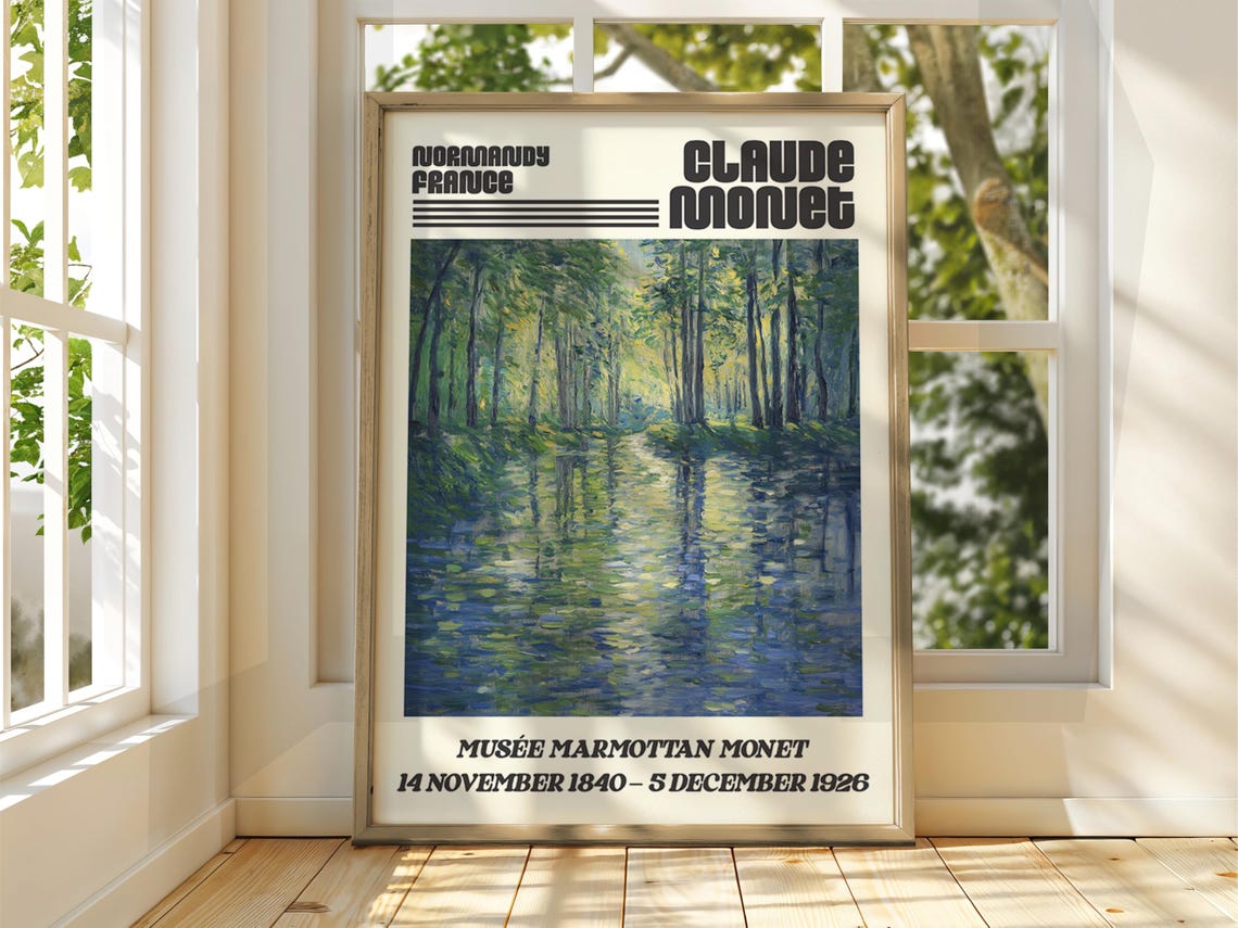 Claude Monet Forest Stream Normandy France Exhibition Poster Art