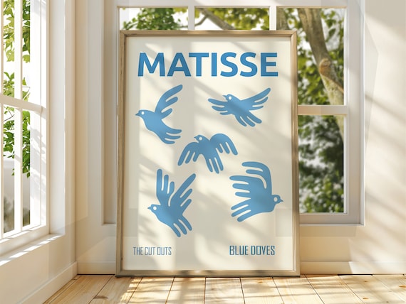 Matisse The Cut Outs Blue Doves Bird Art Minimalist Wall Poster