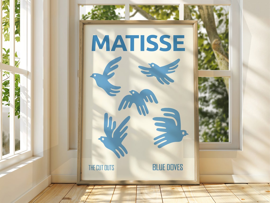 Matisse The Cut Outs Blue Doves Bird Art Minimalist Wall Poster