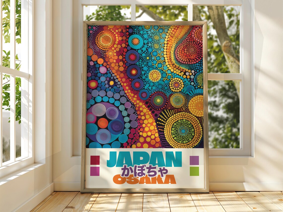 Japan Art Print Japanese Wall Infinite Dots Poster Abstract Dot Gallery Exhibition Floral Decor